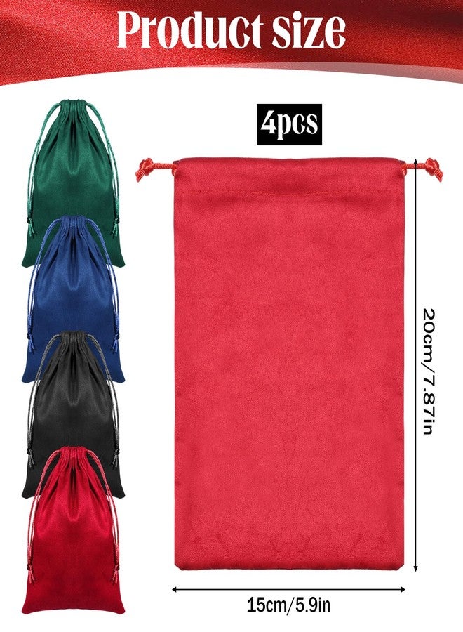 Zelphvt Velvet Gift Bags with Drawstring, 4 PCS 6 x 8 Inch Dice Storage Bag, Soft Small Velvet Drawstring Pouch for Tarot Card, Jewelry, Gifts - Image 2